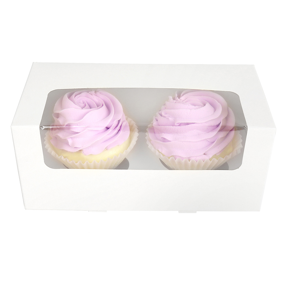 O'Creme White Window Cupcake Box with Insert, 8" x 4" x 4" - Pack of 5 image 1