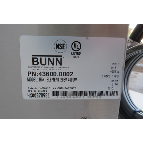 Bunn 43600.0026 H5X Hot Water Dispenser, Used Great Condition image 2