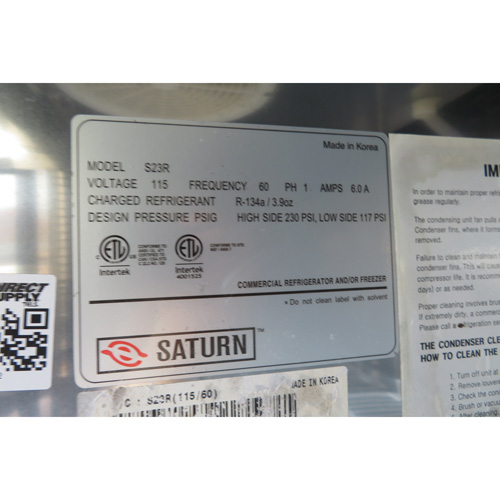 Saturn S23R 1 Door Refrigerator, Used Excellent Condition image 3