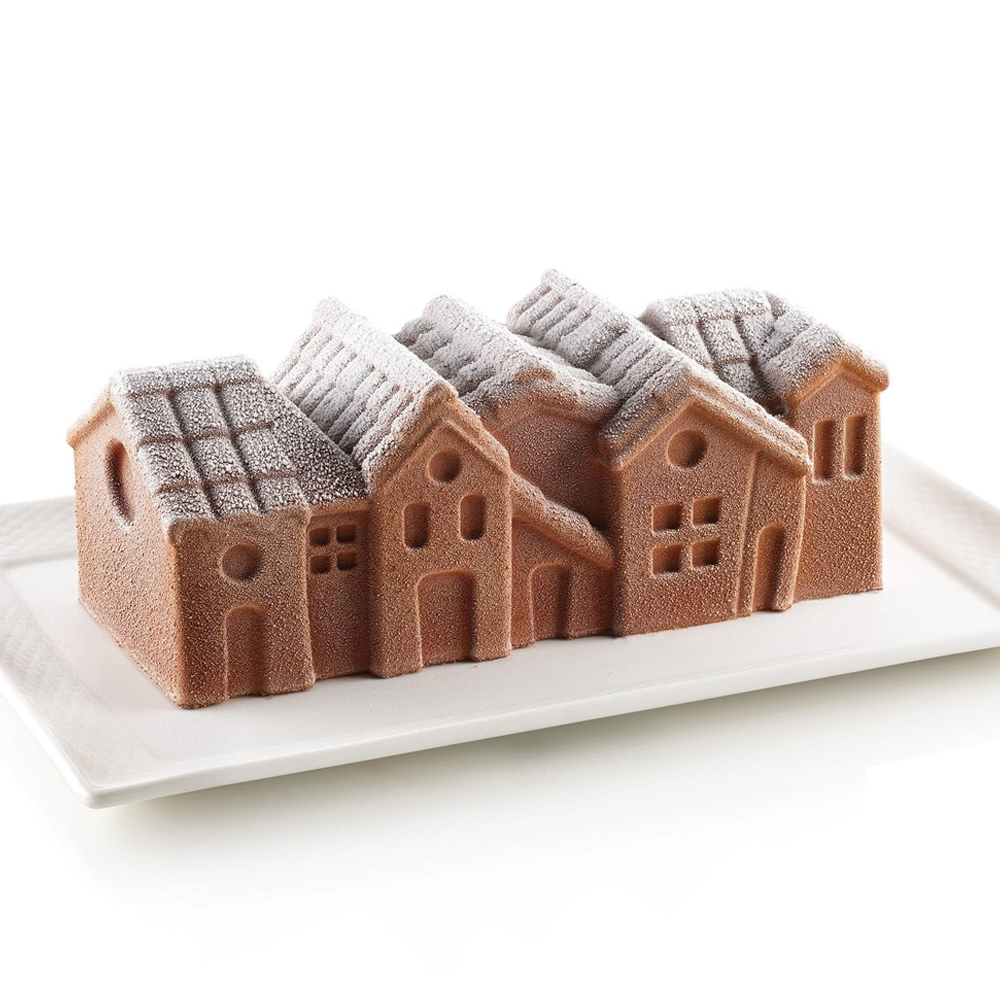 Silikomart WINTER VILLAGE Silicone Log Mold & Plastic Support image 1