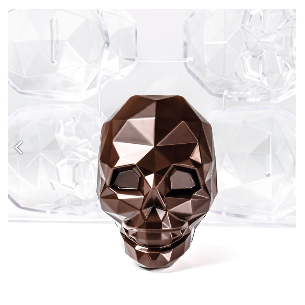 Martellato Polycarbonate Chocolate Mold, 3D Crystal Skull, 4 Cavities image 1