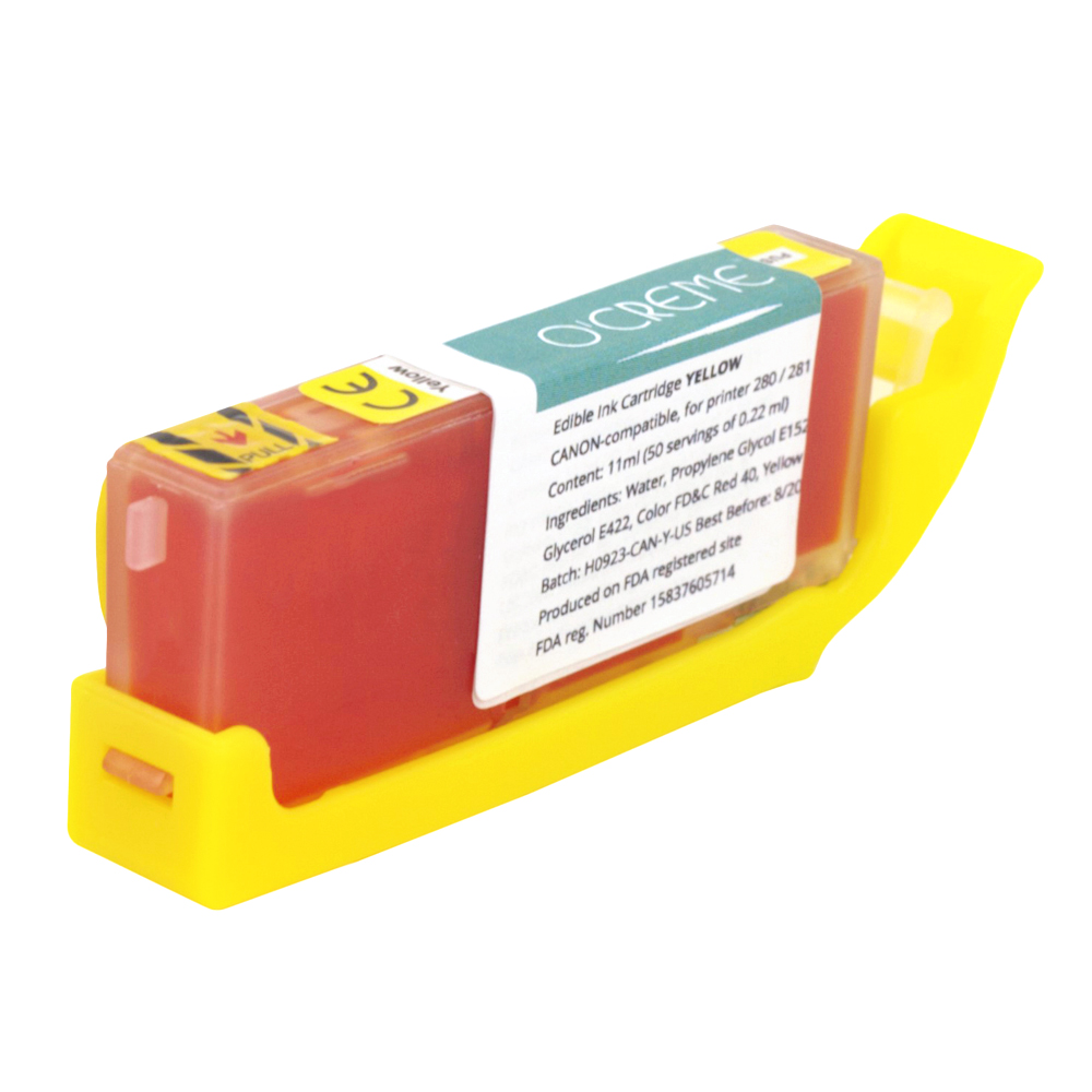 O'Creme Yellow Edible Ink Cartridge for Canon 280/281 Printer image 1