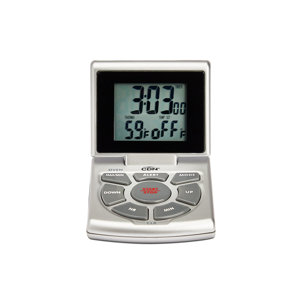 CDN Silver Combo Probe Thermometer, Timer & Clock image 1