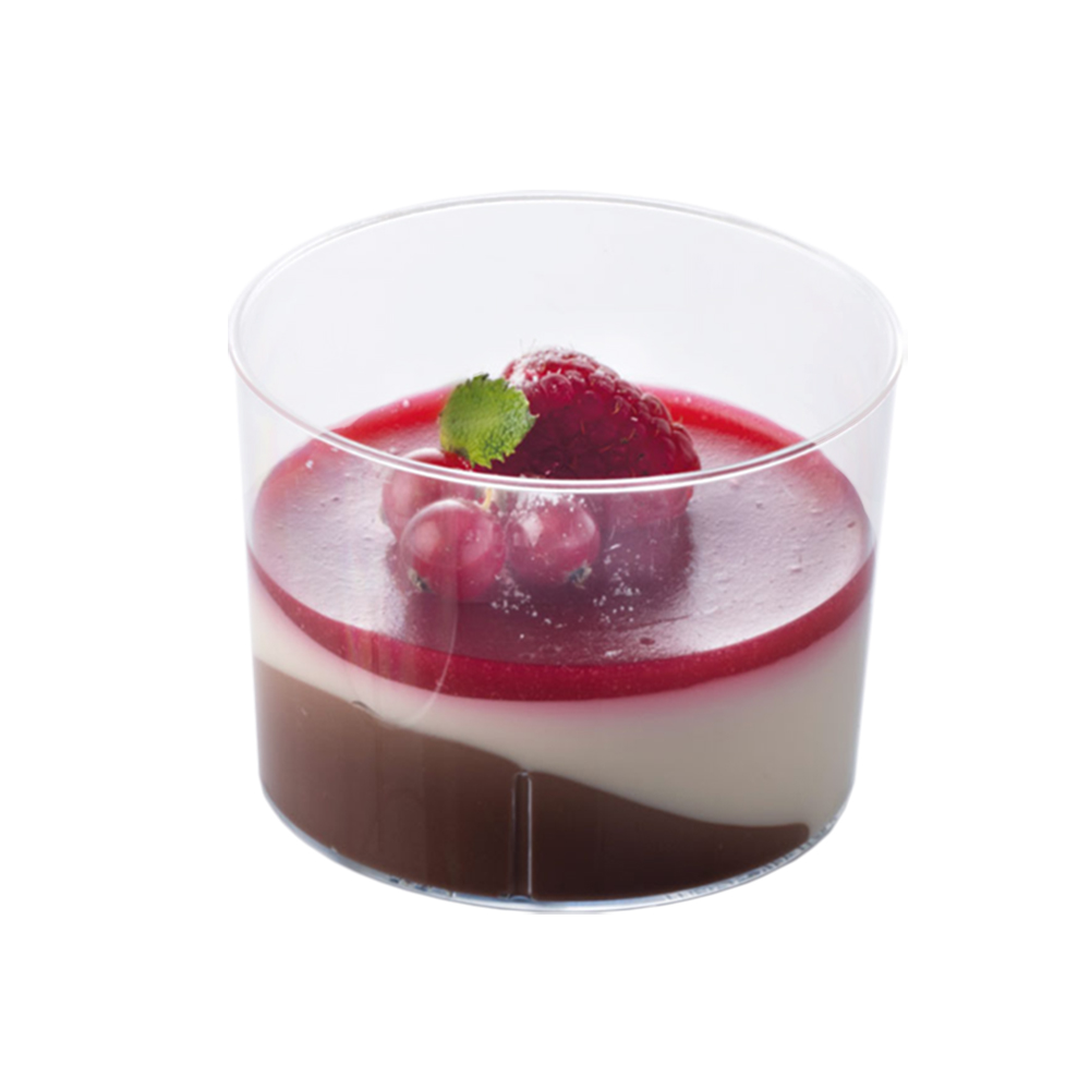 Martellato PMOTO005 Cylindrical Dessert Cups Clear Plastic 3" Dia x 2.2" High, Capacity 210ml (7.1 Oz) - Pack of 100 image 1