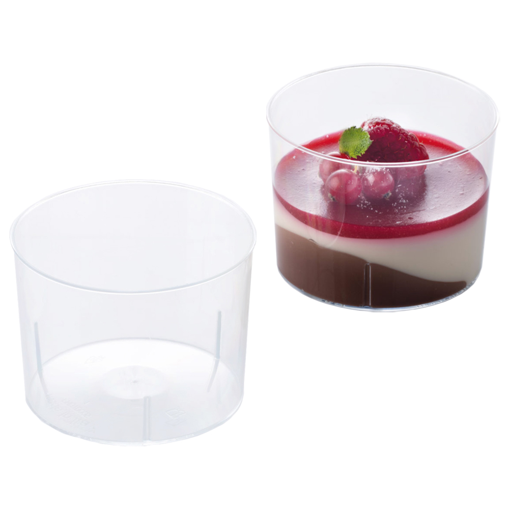 Martellato PMOTO005 Cylindrical Dessert Cups Clear Plastic 3" Dia x 2.2" High, Capacity 210ml (7.1 Oz) - Pack of 100 image 2