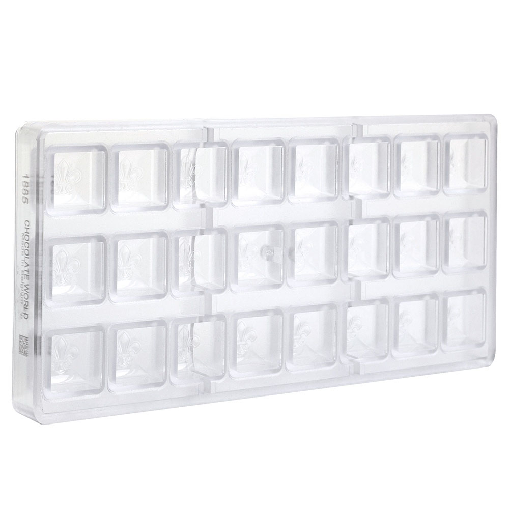 Chocolate World Clear Polycarbonate Chocolate Mold, Square Fleur De Lys, 24 Cavities image 3