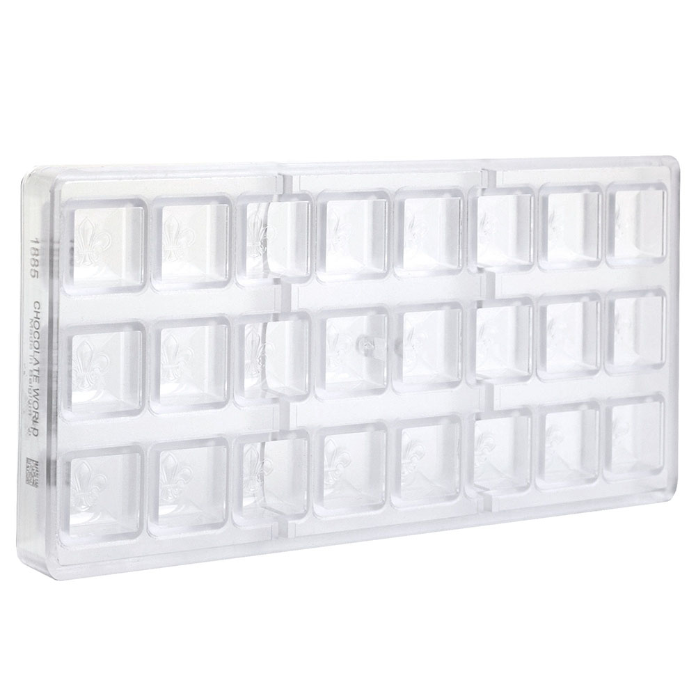 Chocolate World Clear Polycarbonate Chocolate Mold, Square Fleur De Lys, 24 Cavities image 3