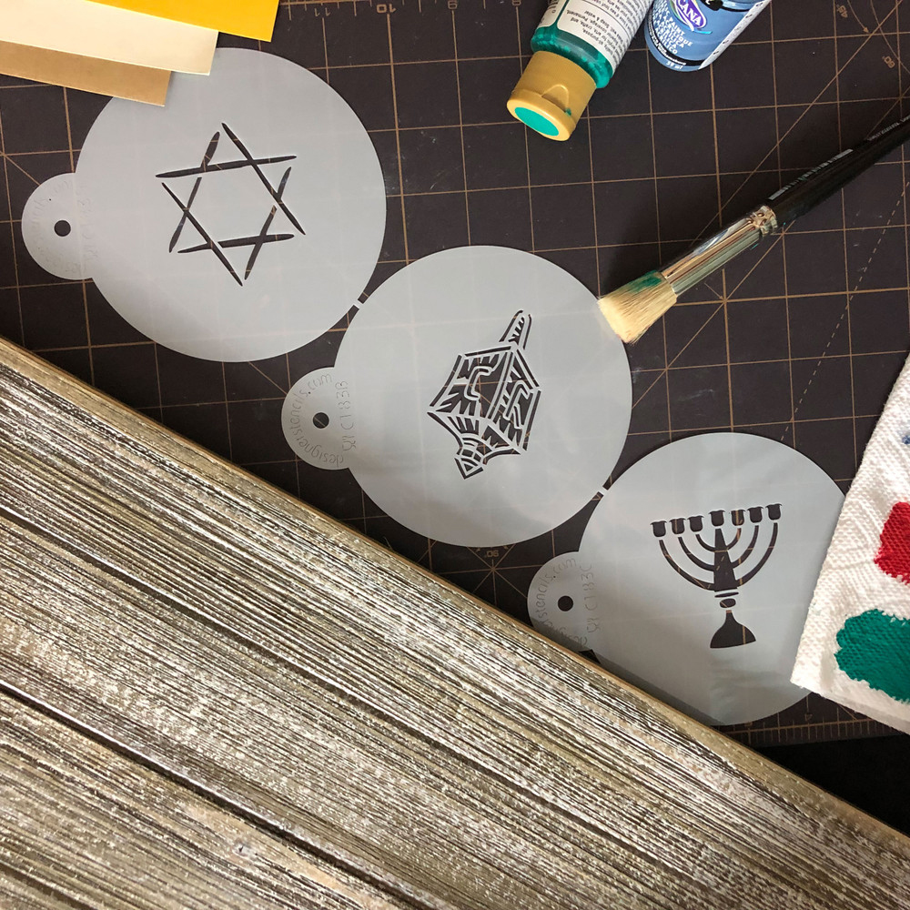 Designer Stencils Decorating Stencil Jewish Symbols Chanukah Top 2.5" image 1
