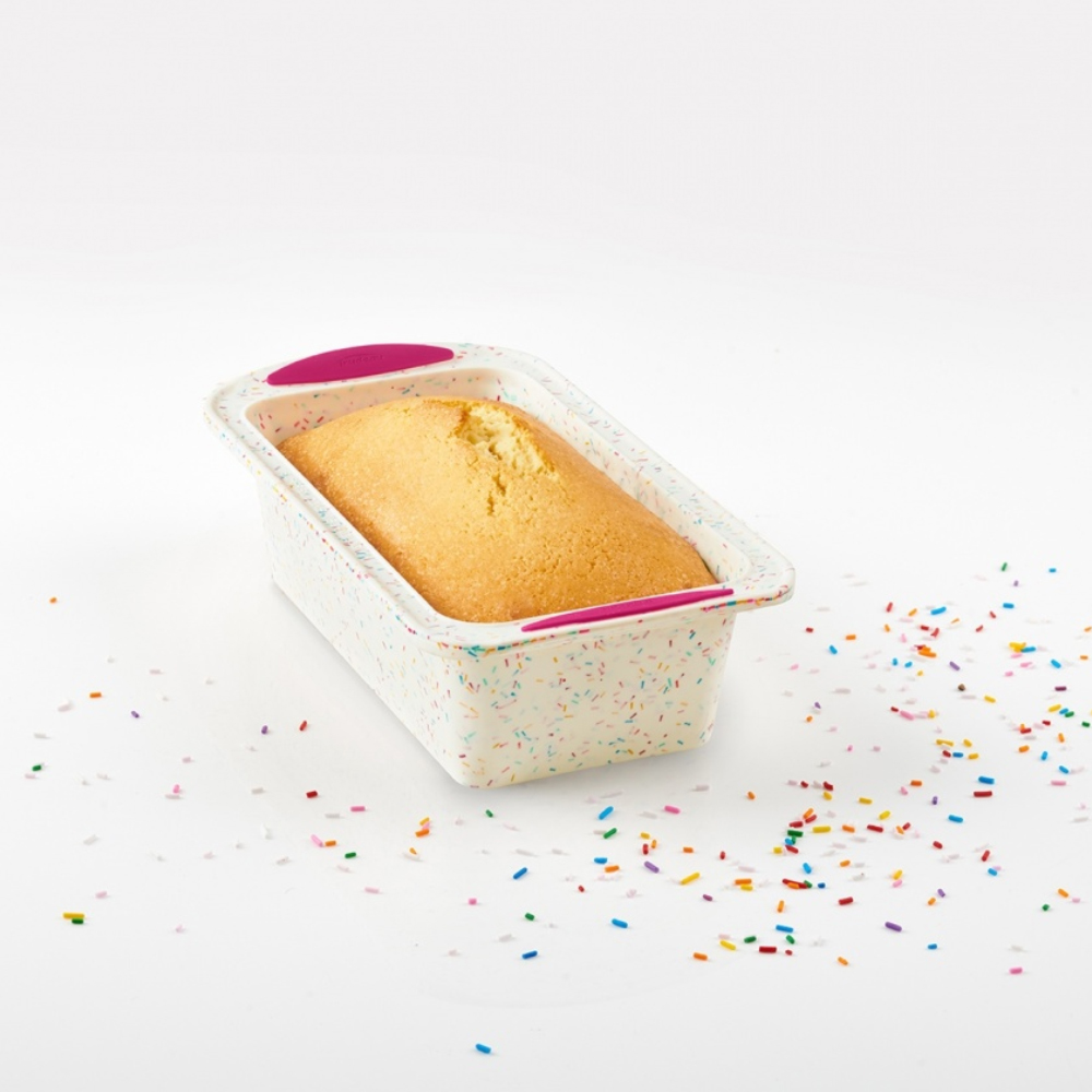 Trudeau Confetti Fuchsia Silicone Loaf Pan, 8.5" x 4.5" image 1