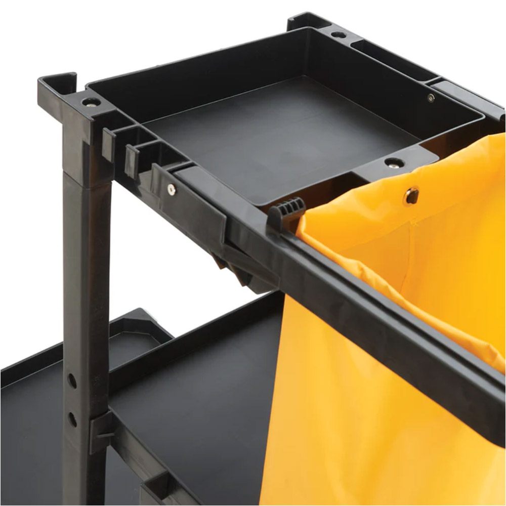 Winco Janitorial Cart with 3 Shelves and Removable Bag image 2