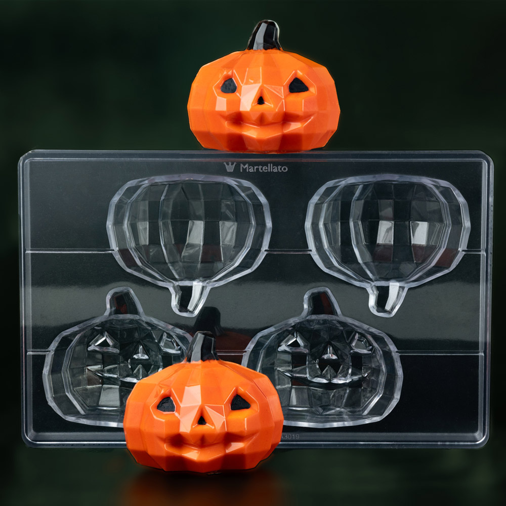 Martellato 3D Jack O Lantern Polycarbonate Chocolate Mold, 4 Cavities image 2