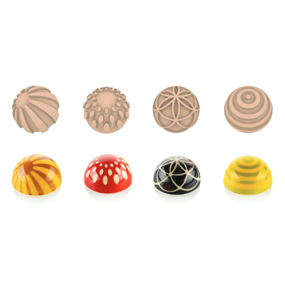 Silikomart Sphere Tritan Chocolate Mold with Chocolate Stamps, 24 Cavities image 1