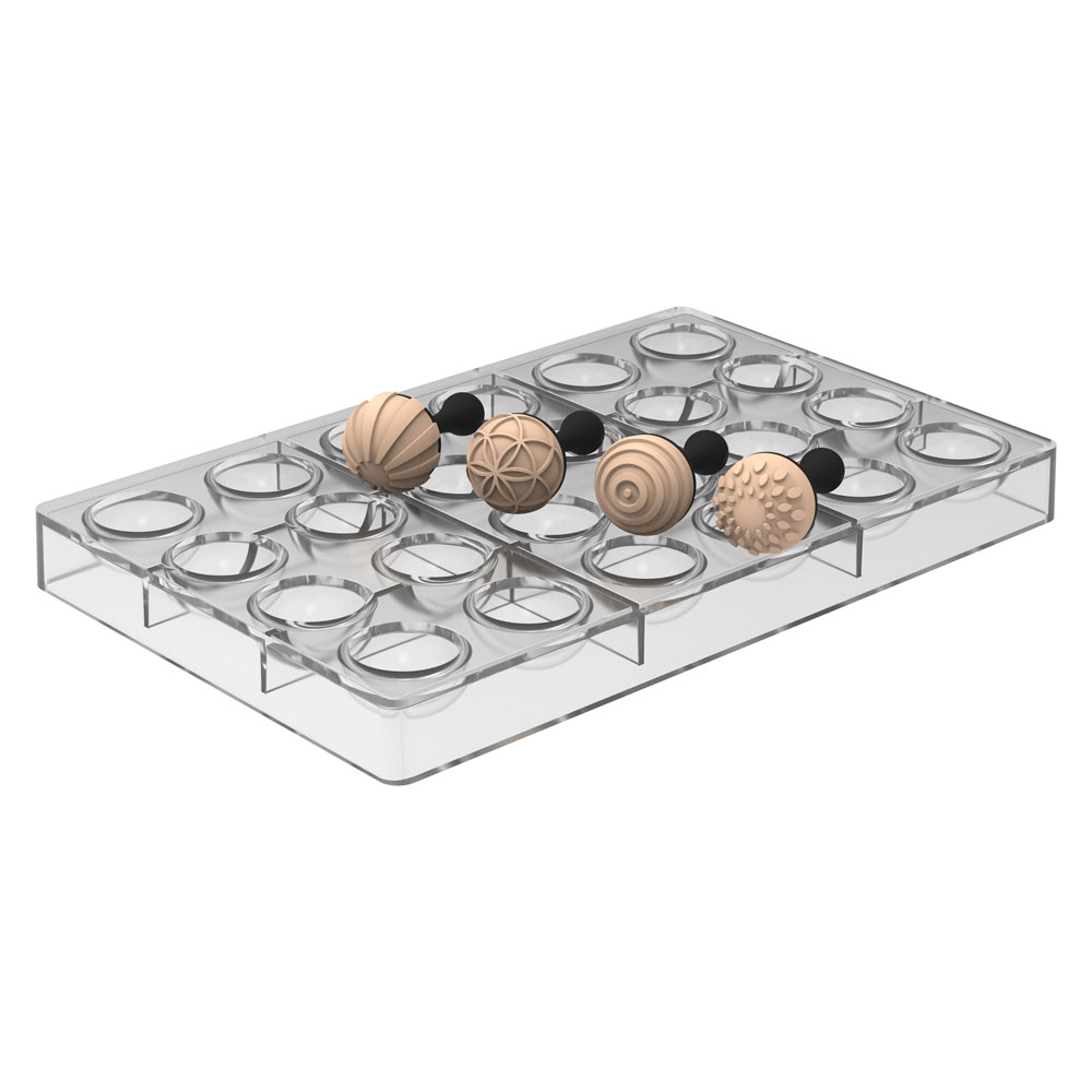 Silikomart Sphere Tritan Chocolate Mold with Chocolate Stamps, 24 Cavities image 2