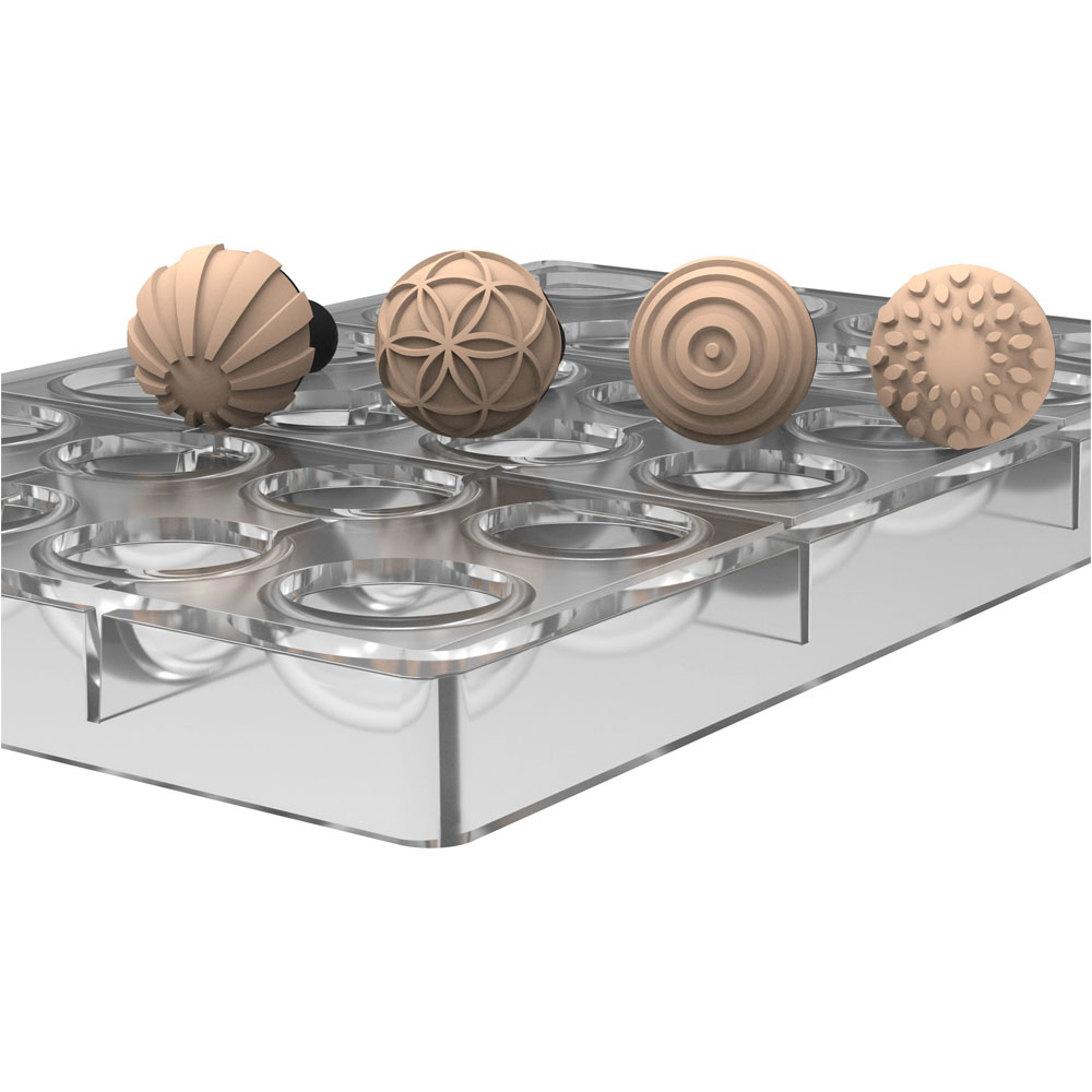 Silikomart Sphere Tritan Chocolate Mold with Chocolate Stamps, 24 Cavities image 3