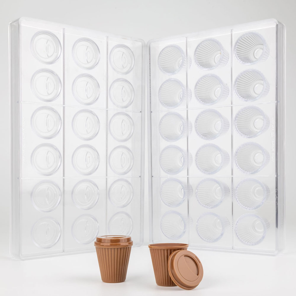Martellato Barista Coffee Cup Polycarbonate Chocolate Mold, 2-Piece image 1