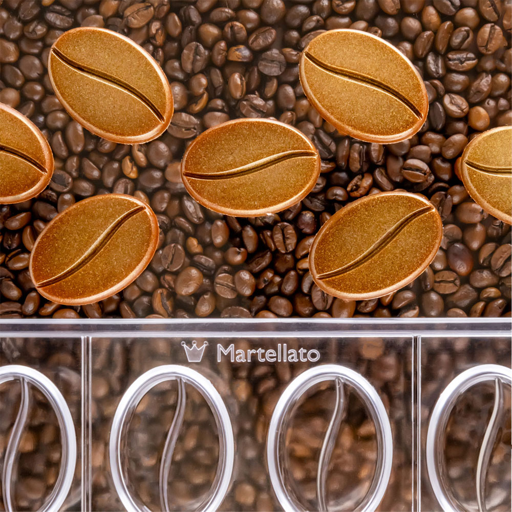 Martellato Flat Coffee Bean Polycarbonate Chocolate Mold, 18 Cavities image 2