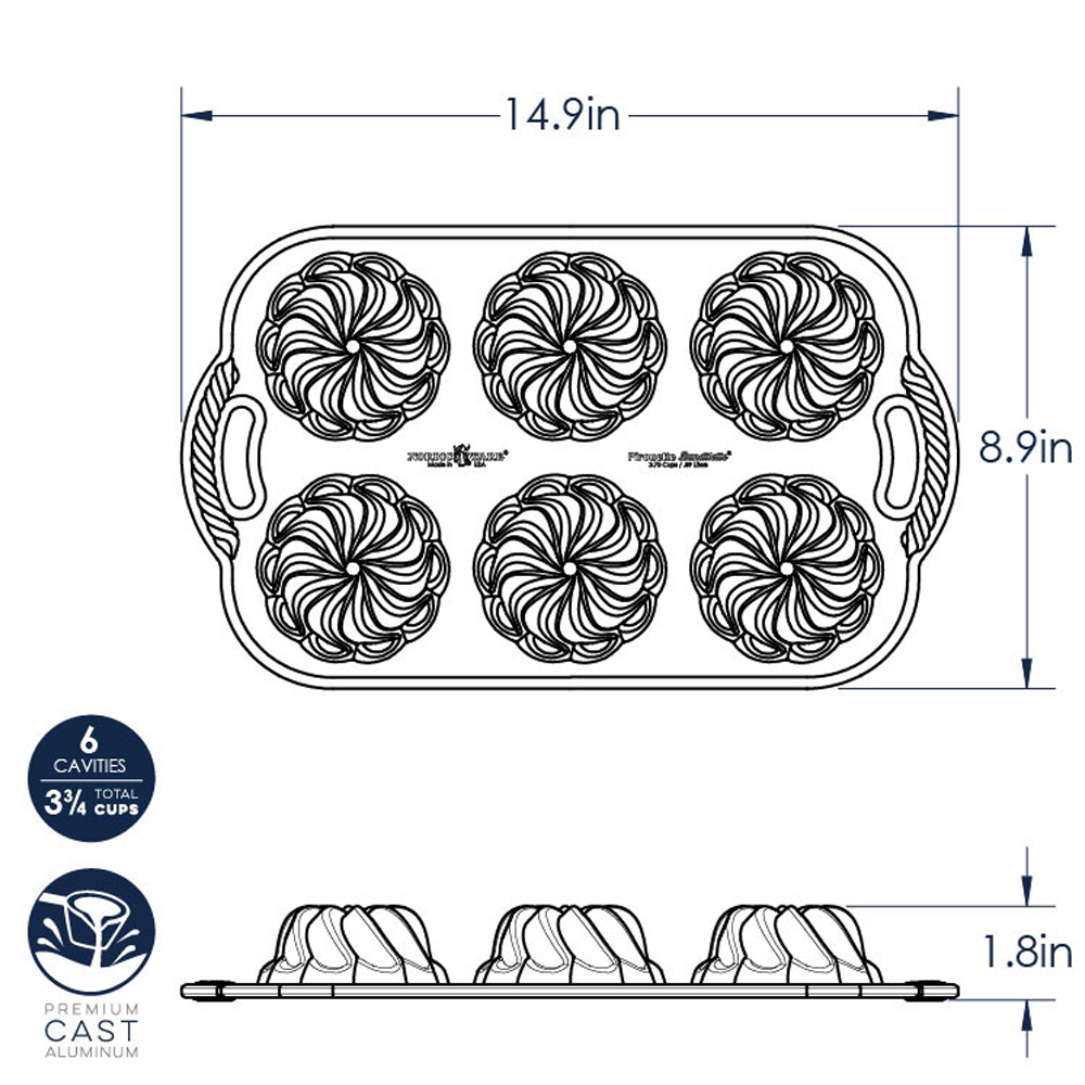 Nordic Ware Pirouette Bundtlette Pan, 6 Cavities image 5