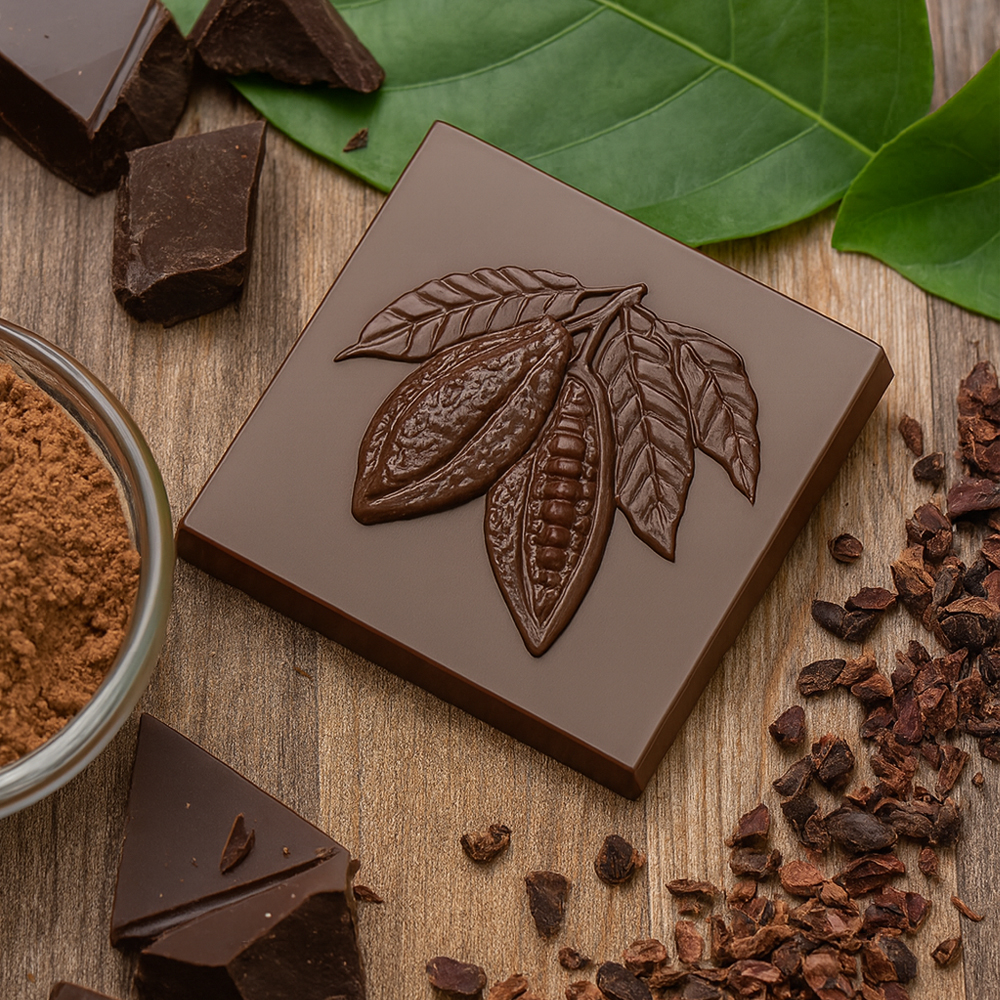 Chocolate World Polycarbonate Square with Cocoa Bean Chocolate Mold, 21 Cavities image 4