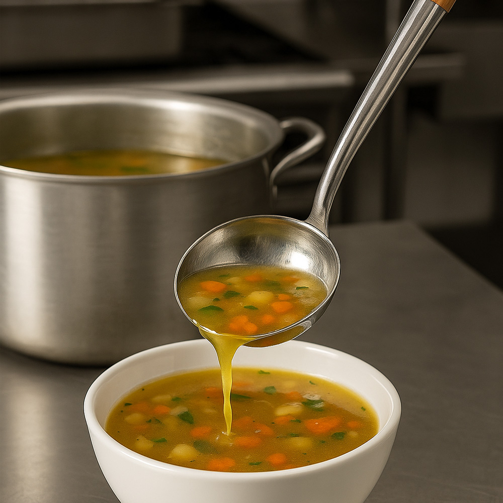 Thunder Group Stainless Steel Chinese Ladle with Wood Handle, 8 oz. image 1