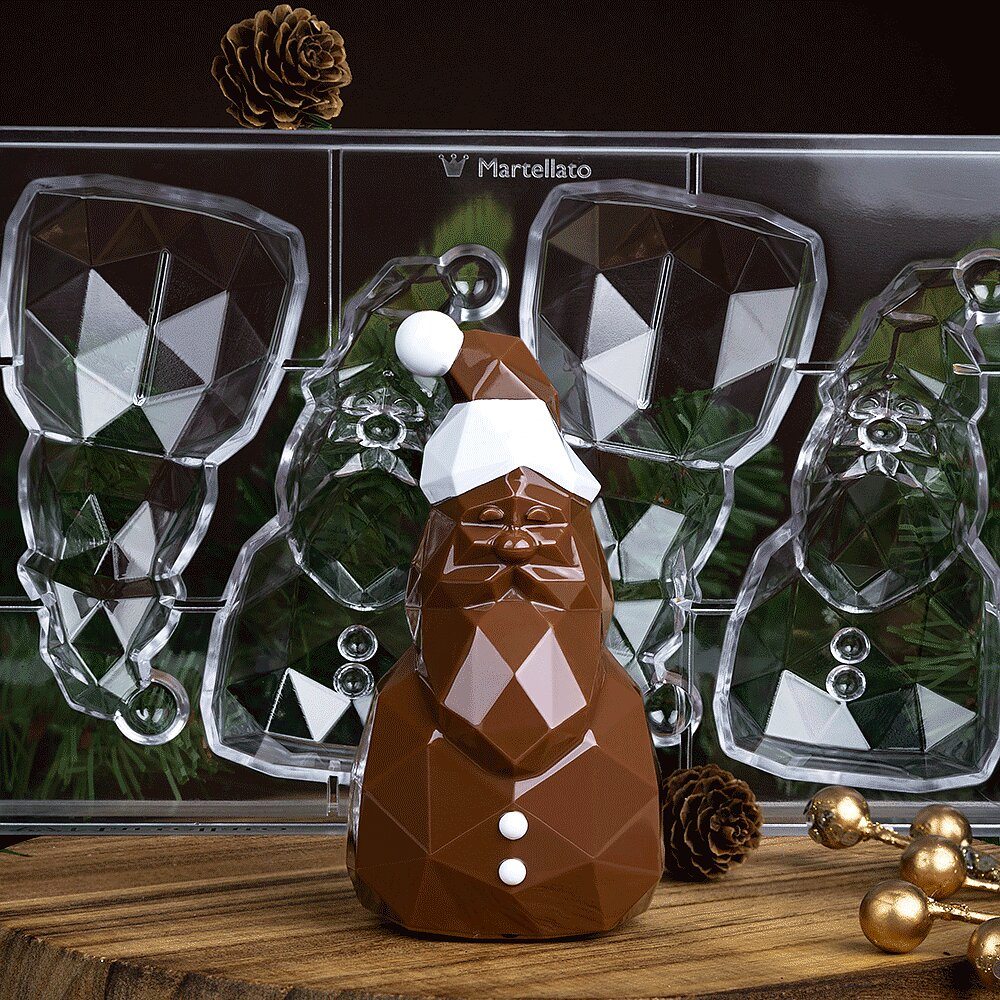 Martellato Clear Polycarbonate Chocolate Mold, Diamond Santa, 4 Cavities image 1