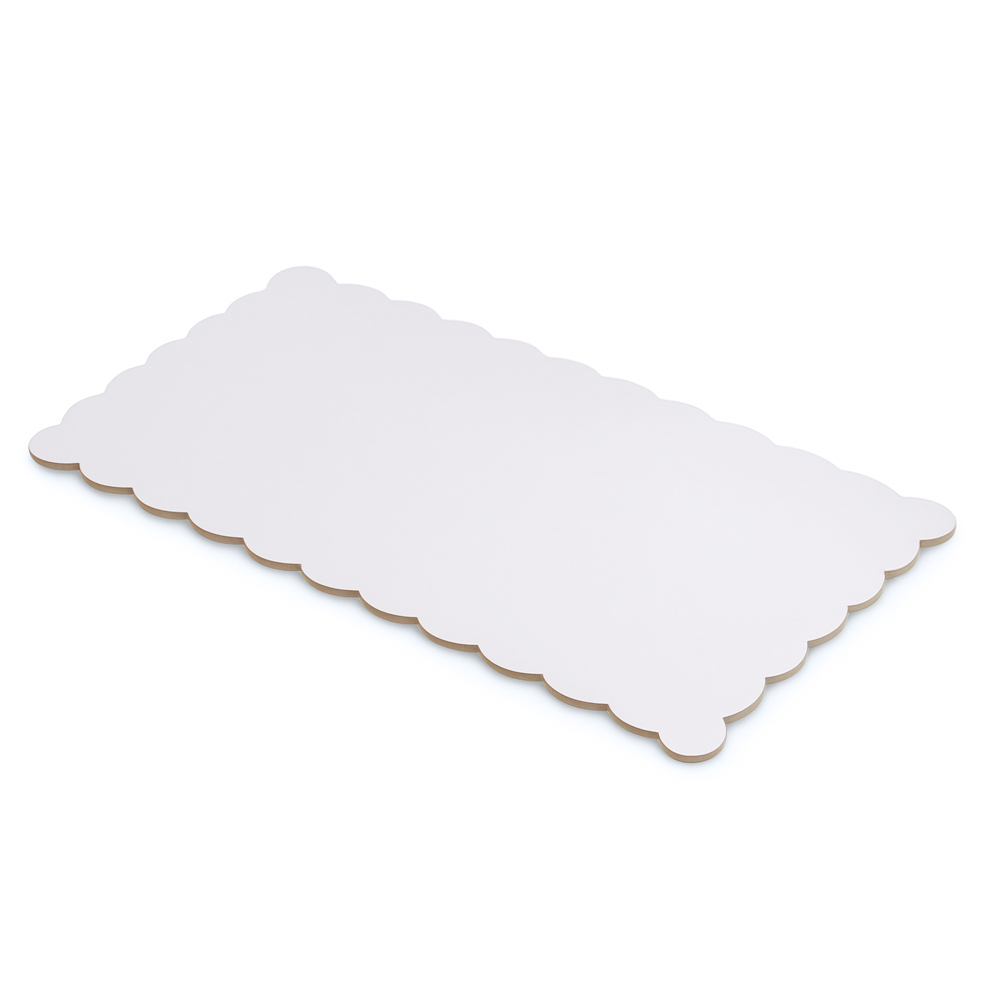 O'Creme White Scalloped Log Cake Board, 11.25" x 6.5" - Pack of 25 image 1