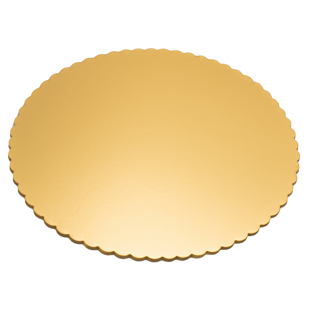 O'Creme Gold Round Scalloped Cake Boards, 12" Diameter - Pack of 25 image 1