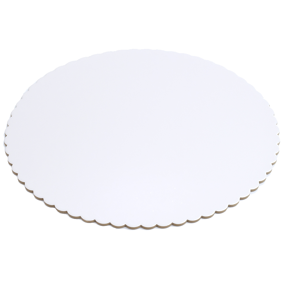 O'Creme White Scalloped Round Cake Board, 10" Diameter - Pack of 25 image 1