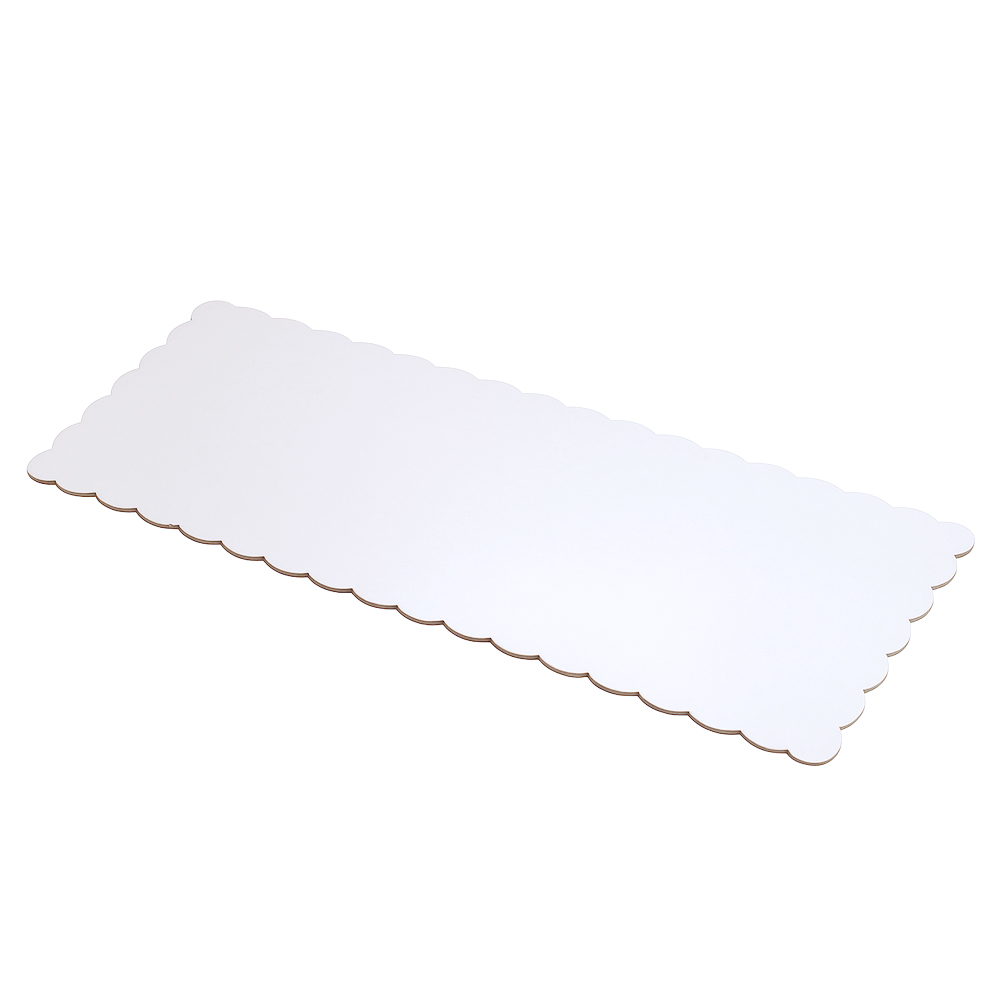 O'Creme White Scalloped Log Cake Board, 16.75" x 6.5" - Pack of 25 image 1