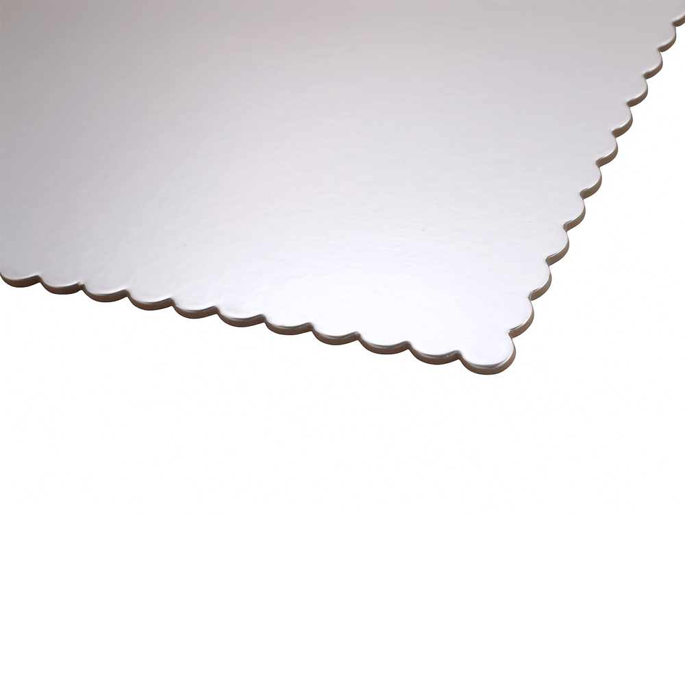 O'Creme Silver Square Scalloped Cake Board, 10" x 10" - Pack of 25 image 2