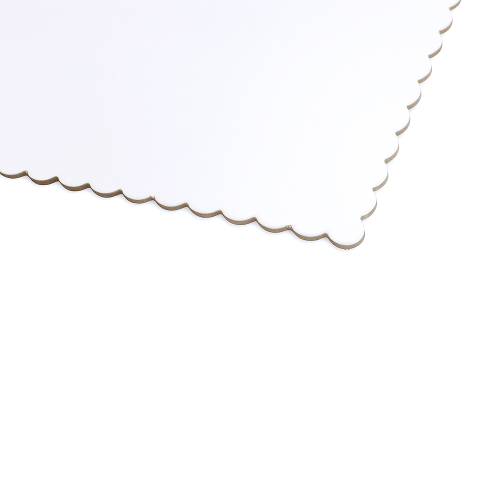 O'Creme White Square Scalloped Cake Board, 10" x 10" - Pack of 25 image 2