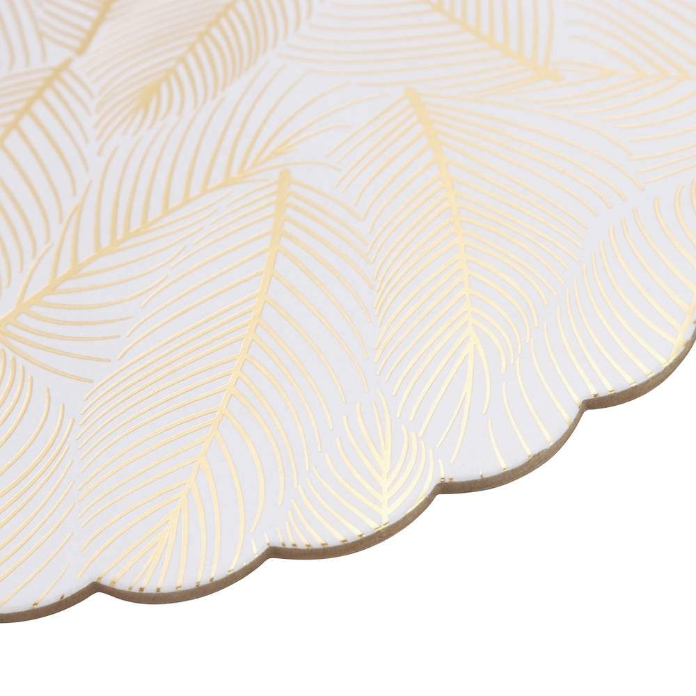 Gold Leaf Print Round Scalloped Cake Board, 10" x 3/32" - Pack of 25 image 2