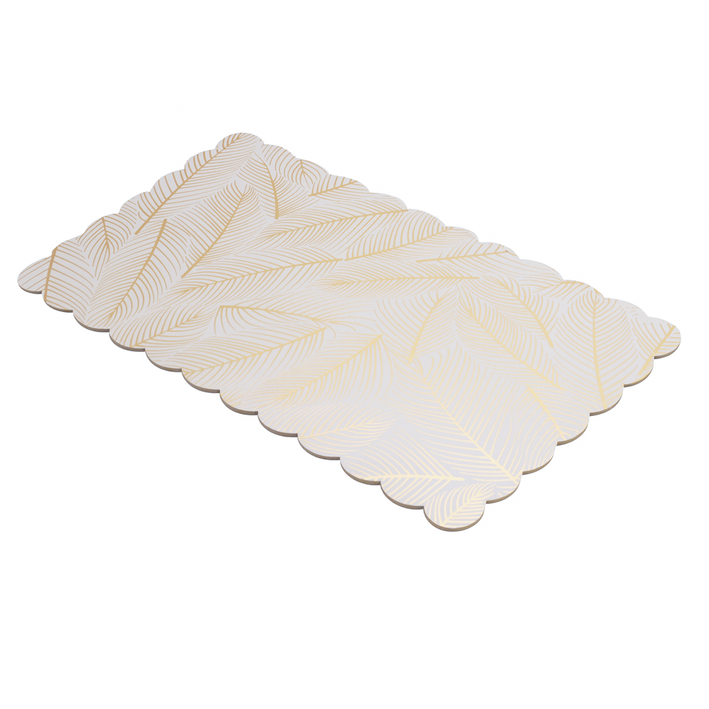Gold Leaf Print Scalloped Log Cake Board, 11.25" x 6" - Pack of 25 image 1