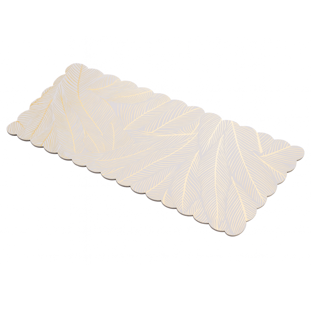 Gold Leaf Print Scalloped Log Cake Board, 16.75" x 6.5" - Pack of 25 image 1