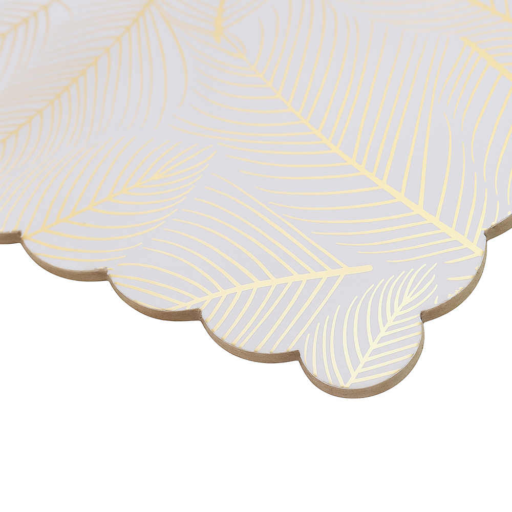 Gold Leaf Print Scalloped Log Cake Board, 16.75" x 6.5" - Pack of 5 image 2