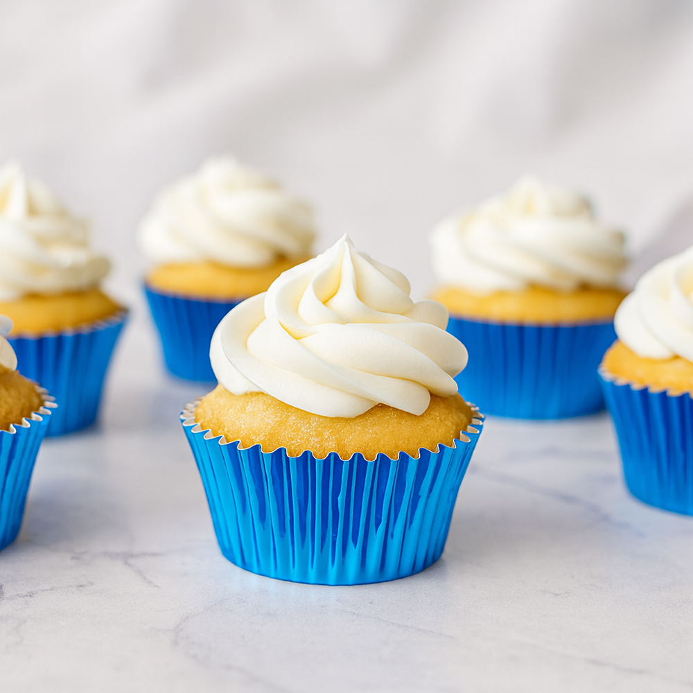 O'Creme Blue Mini Foil Cupcake Liners, 1.25" Diameter - Pack of 500 image 1