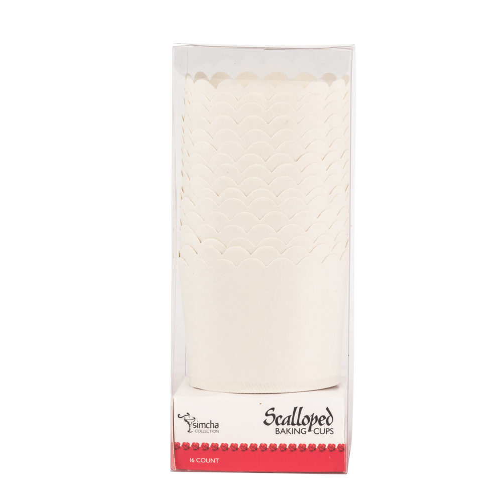 Scalloped White Baking Cups, Pack of 16 image 1