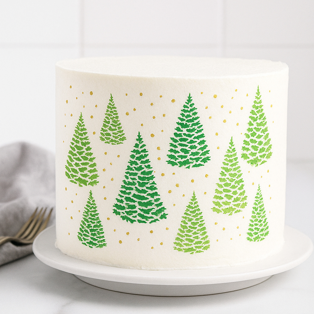 O'Creme Christmas Tree Cake Decorating Stencil image 1