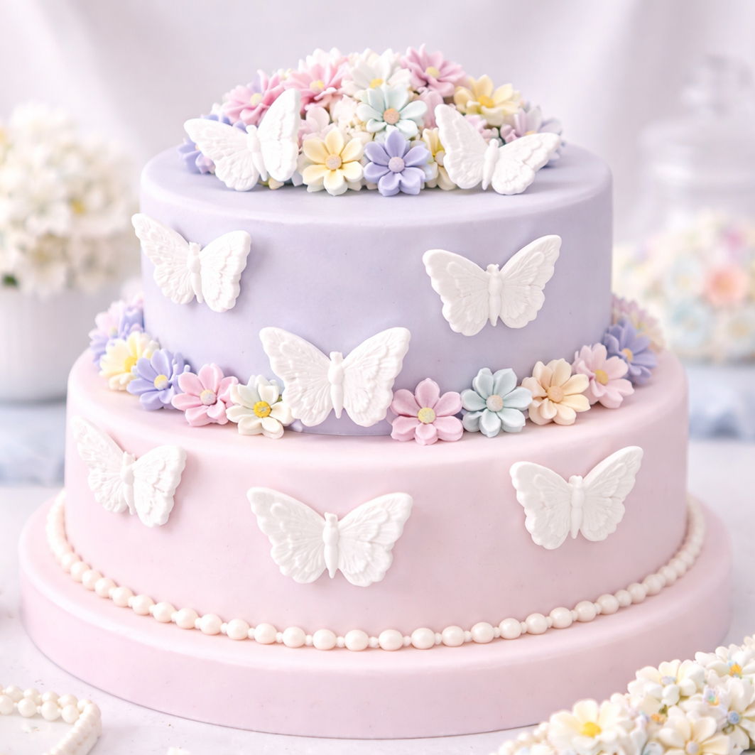 O'Creme White Gumpaste Butterflies, 1.8" - Set of 18 image 1