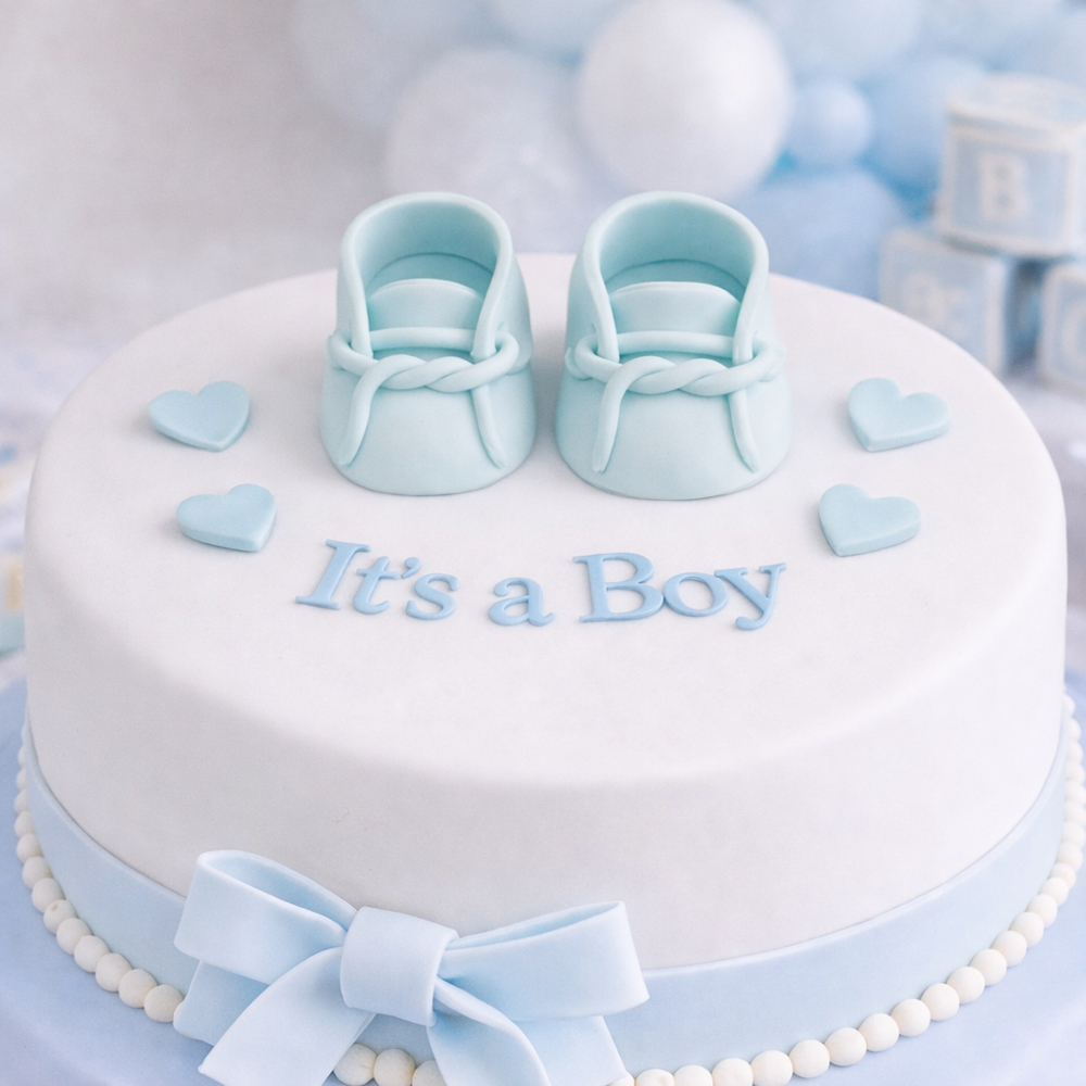 O'Creme Blue Gumpaste Baby Booties, 2.75" x 1.5" - 1 Pair image 1