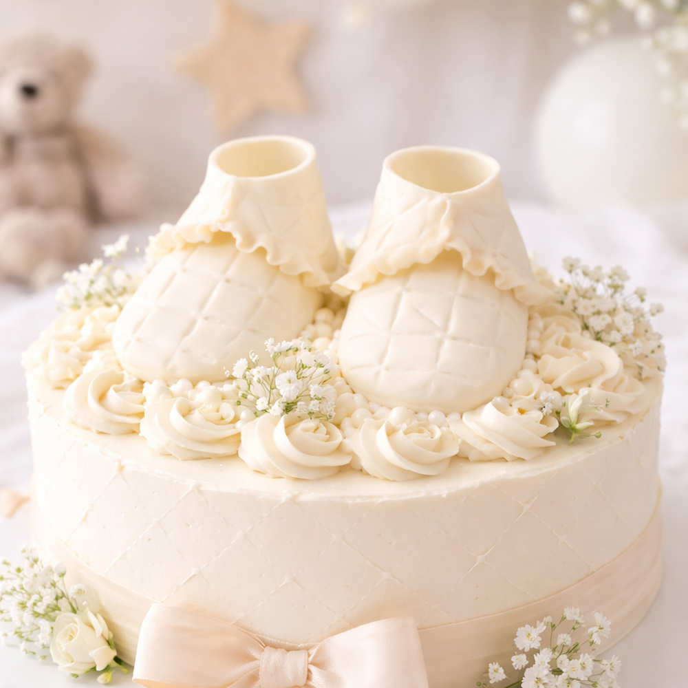 O'Creme Ivory Ruffled Gumpaste Booties, 3.5" x 1.75" - 1 Pair image 2