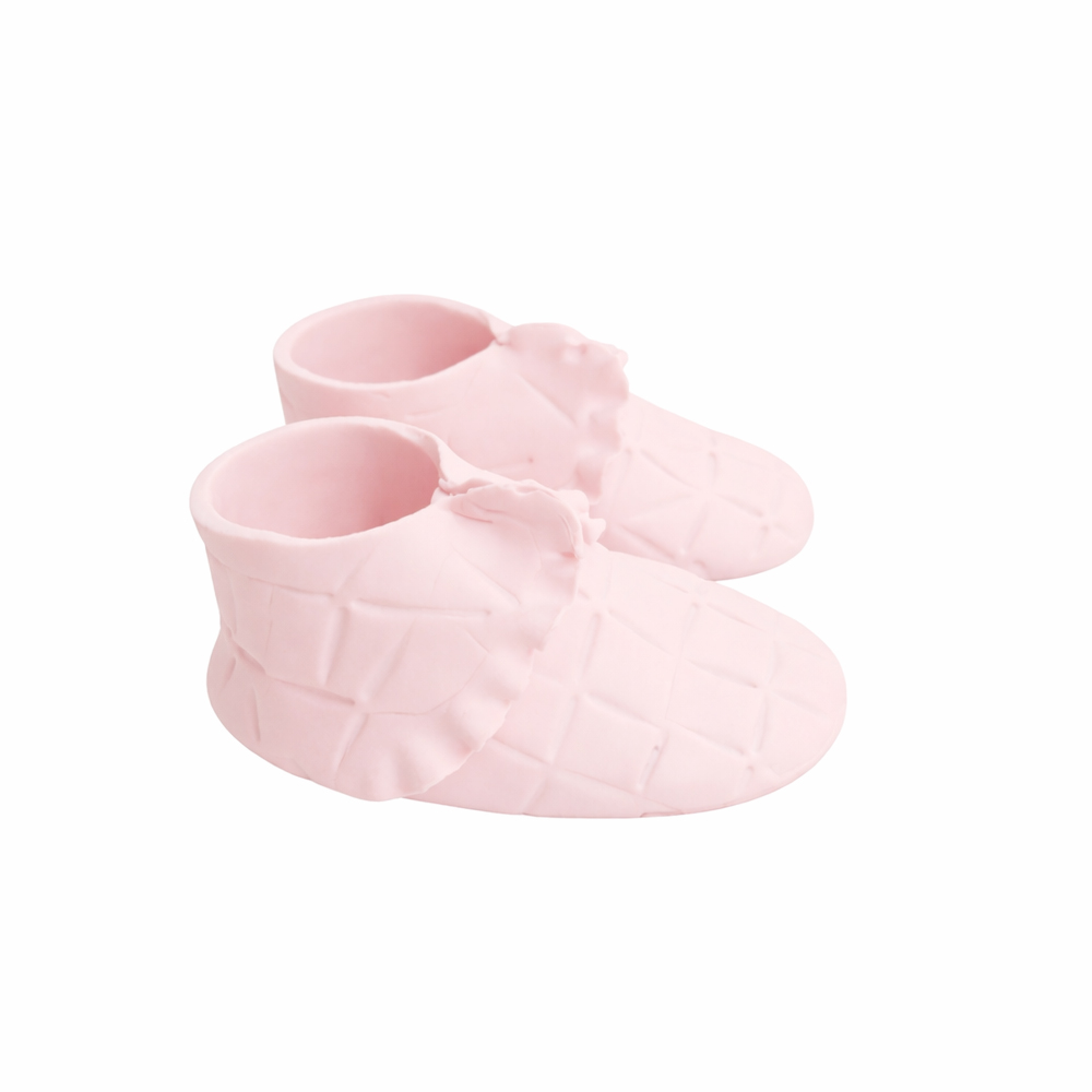 O'Creme Pink Ruffled Gumpaste Booties, 3.5" x 1.75" - 1 Pair image 1