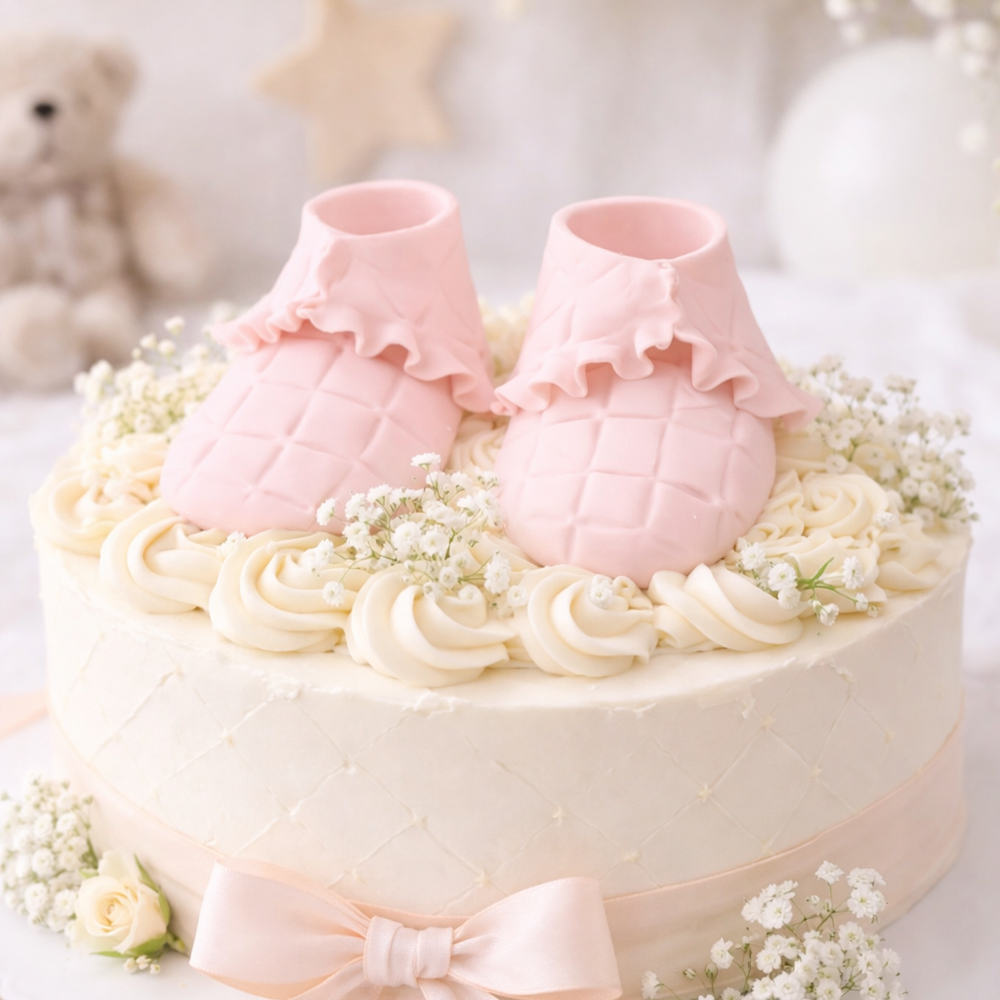 O'Creme Pink Ruffled Gumpaste Booties, 3.5" x 1.75" - 1 Pair image 2