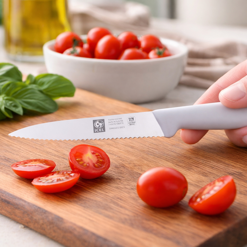 Icel White Serrated Paring Knife, 4" Blade image 1