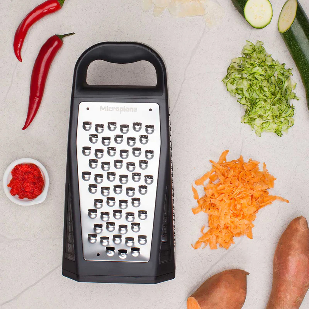 Microplane Elite Five Blade Box Grater with Measuring Cup image 2