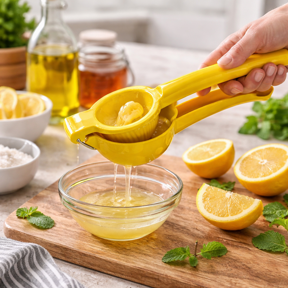 Winco Handheld Yellow Citrus Squeezer image 1