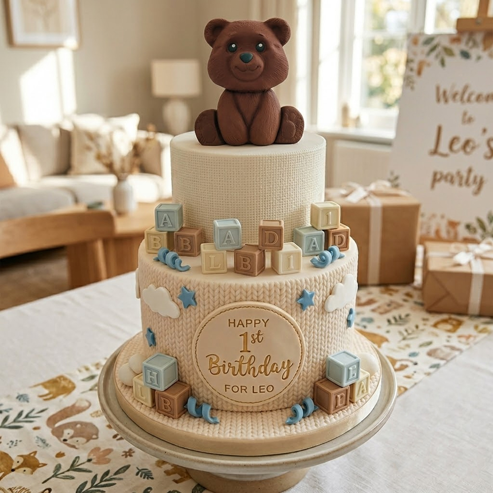 O'Creme Sitting Bear Gumpaste Topper, 2.8" x 2.4" image 1