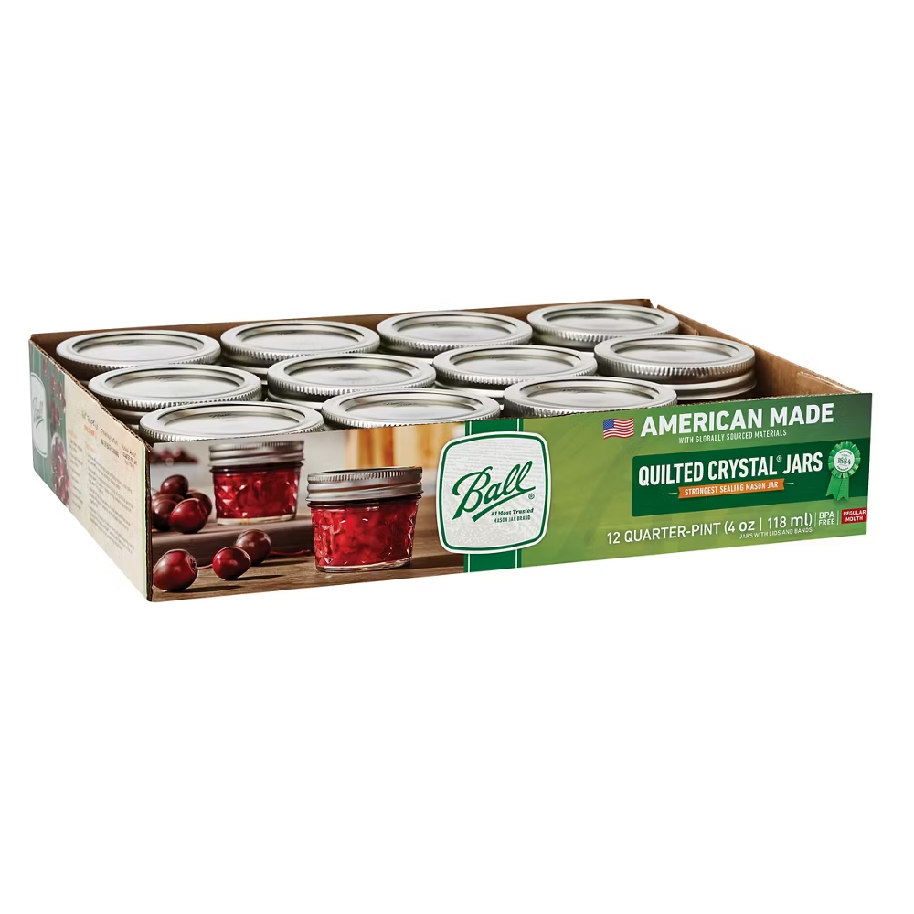 Ball Quilted Crystal Mason Jar, 4 oz. - Case of 12 image 1