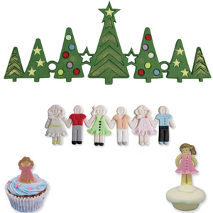 JEM Christmas Tree & Kids Frieze, Set of 2 Plastic Gumpaste Cutters image 1