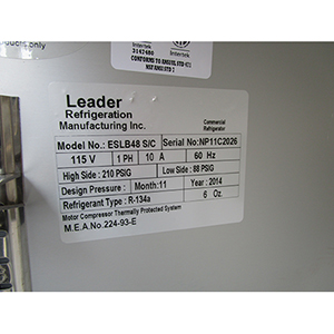 Leader Low Boy ESLB48-SC 48" Under-Counter Refrigerator, Excellent Condition image 5