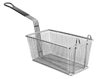 FMP Fry Basket W/ Plastic-Coated Handle, 13-1/4" x 6-1/2" x 6": Twin, Front Hook